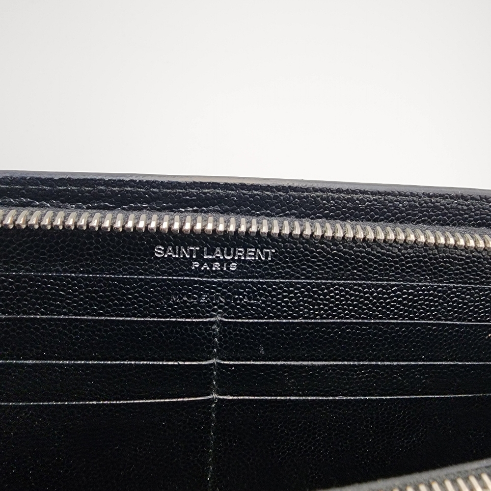 SAINT LAURENT Black Studded Zip-around Wallet With Original Bag & Box - Picture 5 of 11